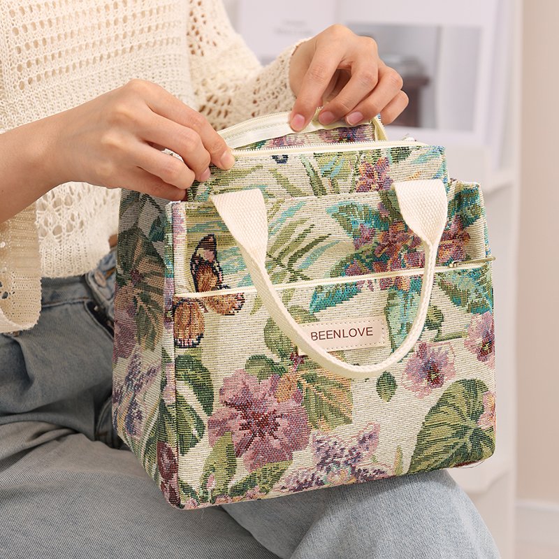 Light Flower Printed Lunch Bag - Image 2