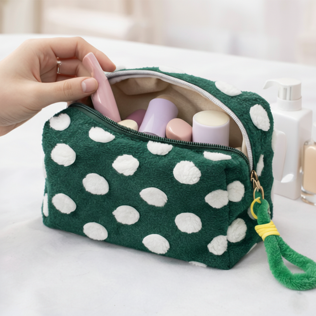 Premium Green Dotted Travel Pouch - Image 3