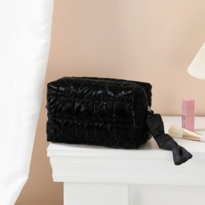 Premium Black Quilted Makeup Pouch