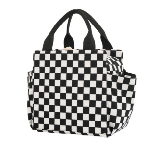 Black & White Checked Lunch Bag