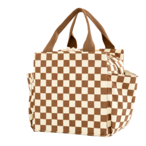 Brown & White Checked Lunch Bag